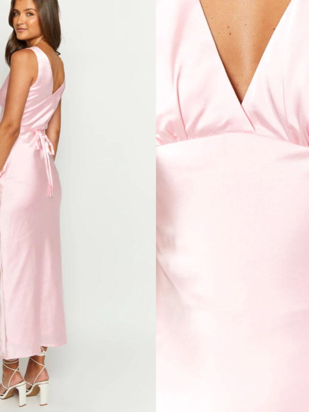 Verlaine Pink Satin Maxi Dress - Picture 3 of 3